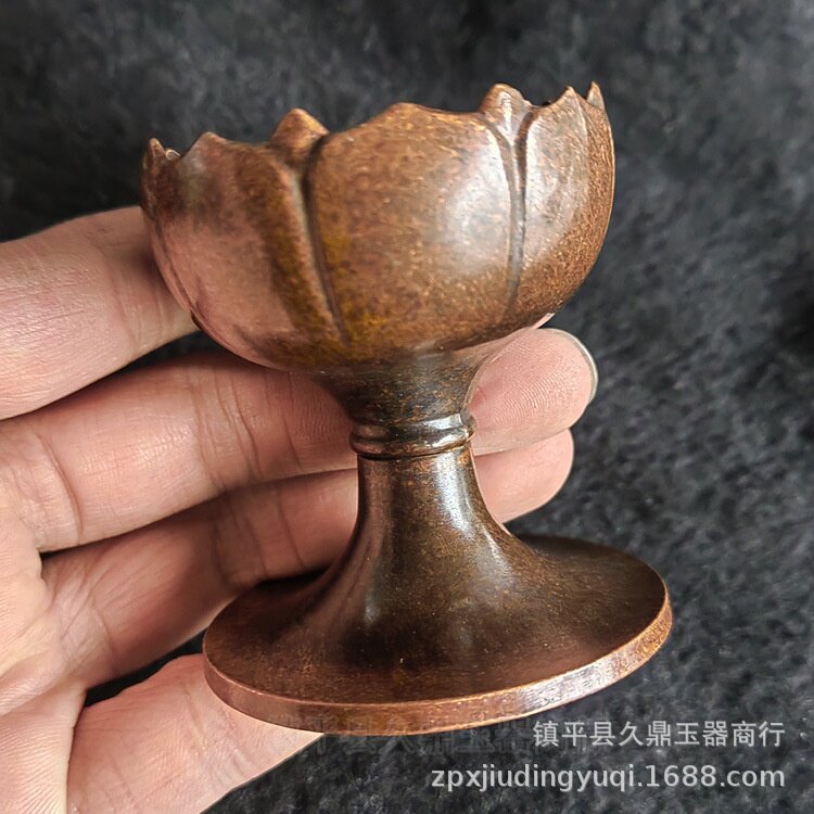 批发黄铜莲花烛台蜡台蜡烛灯一个佛堂礼佛莲花烛台摆件婚庆用品礼