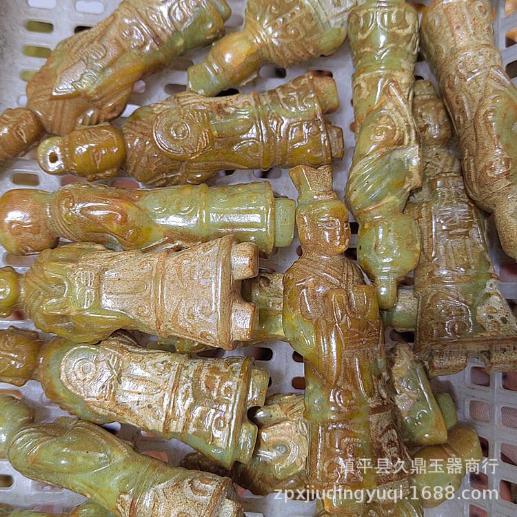 厂家批发直播货源古玩杂项玉器仿高古玉人物摆件包浆老玉器代发