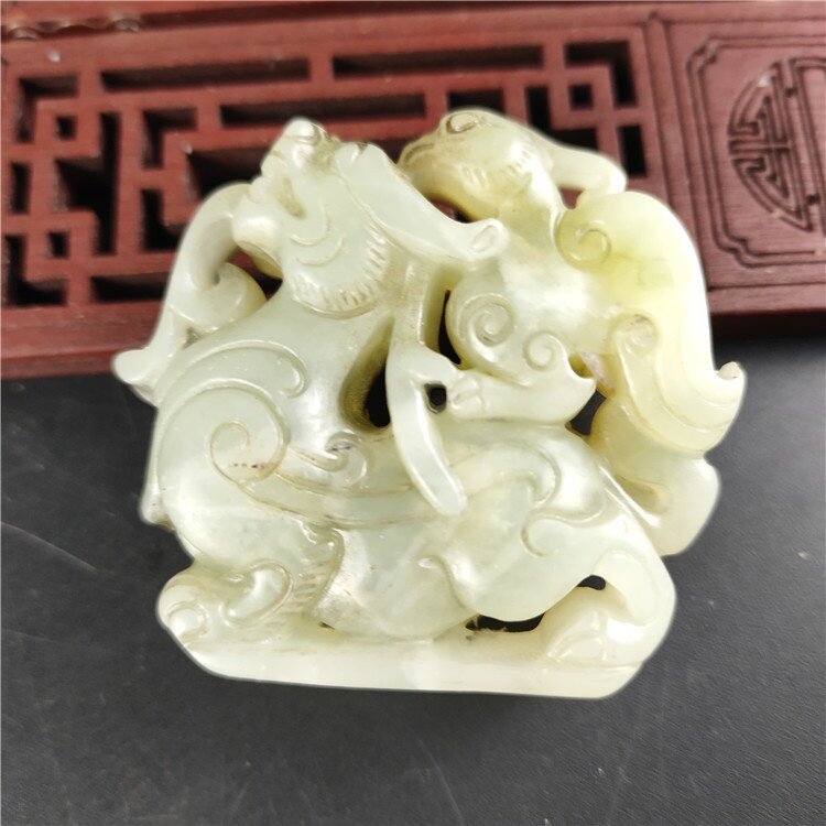仿古做旧工艺品岫玉龙凤牌子古风腰佩吊坠挂件