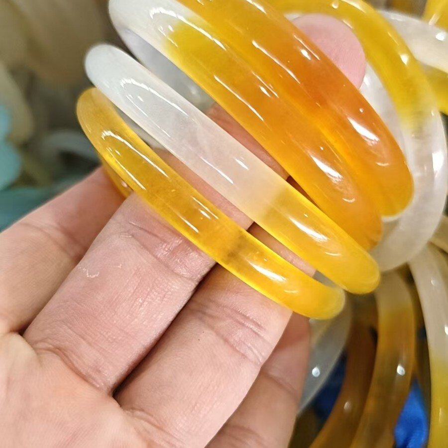 厂家一手直批直播供货天然山水意境玉镯冰透烟灰水墨丹青手镯