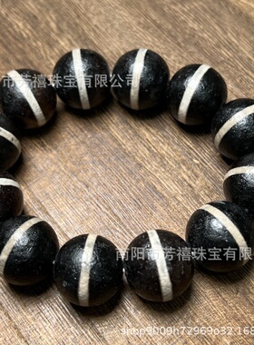 玛瑙巷 复古做旧包浆20毫米一线药师天珠玛瑙手链 老玛瑙手串