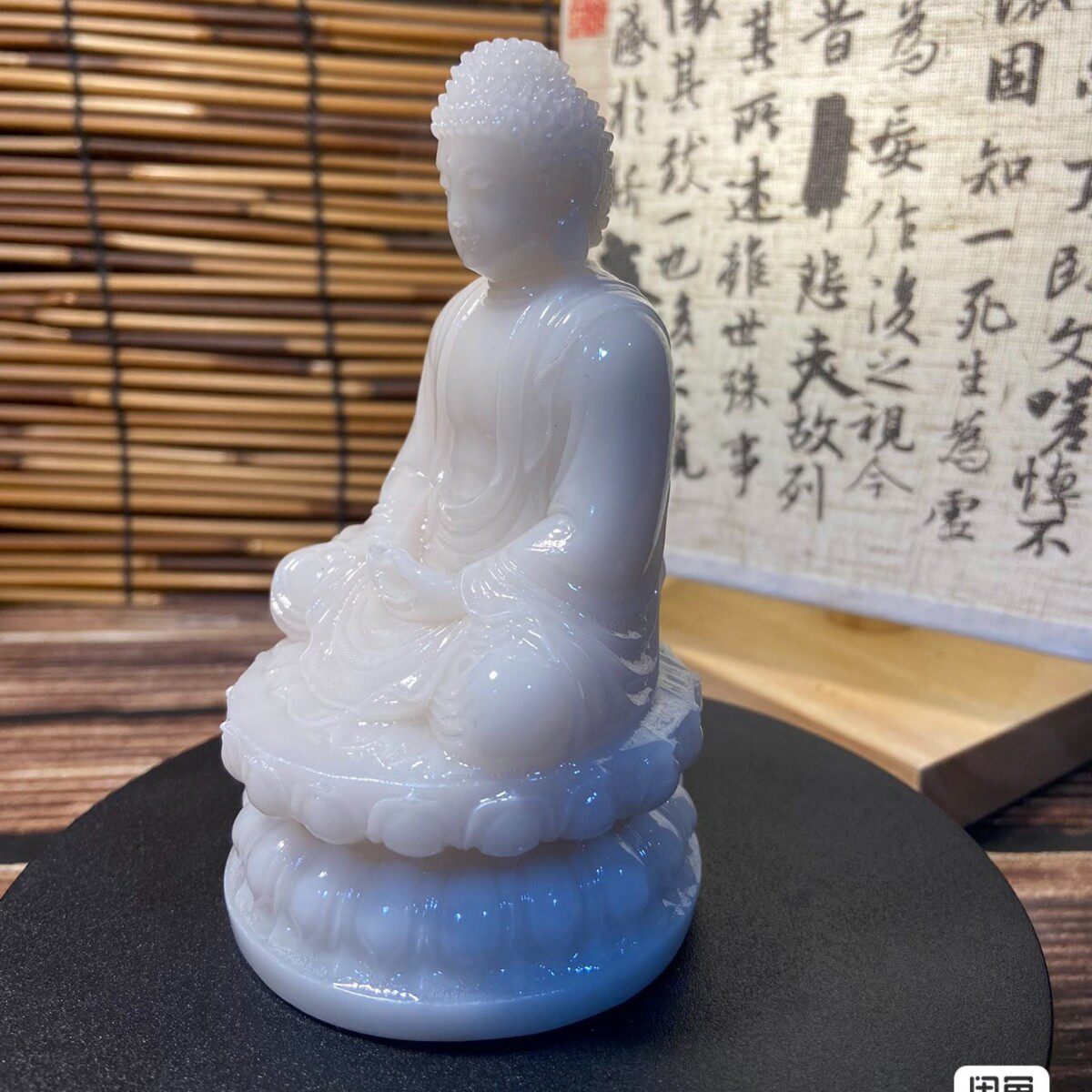汉白玉莲花座释迦摩尼如来禅意摆件家居供奉保平安客厅玄关装饰品