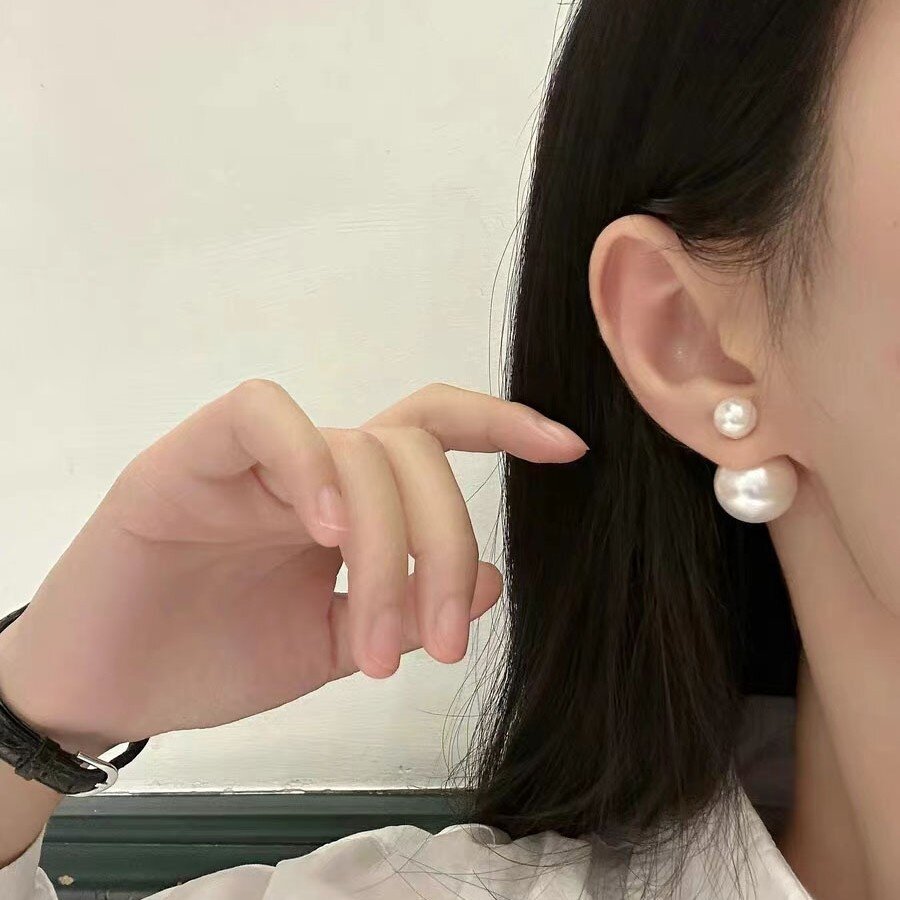 s925纯银珍珠耳钉女轻奢高级感小众网红百搭耳环气质百搭秋冬耳饰