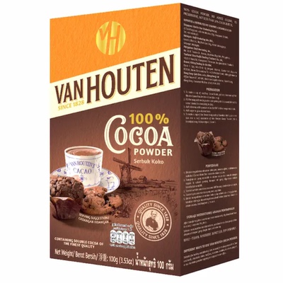 VANHOUTEN金鹰牌100%纯可可粉100克冲泡巧克力热可可速溶即冲饮料