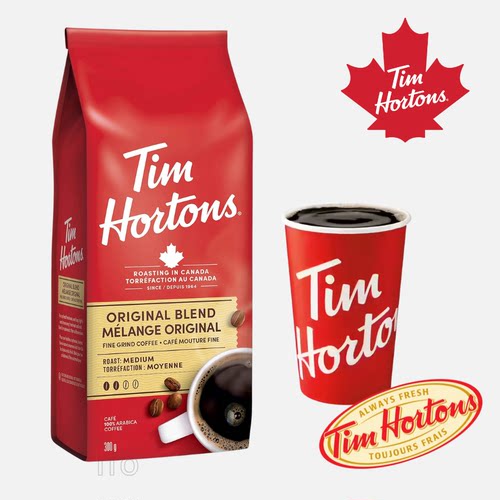 Tim Hortons Original Blend经典招牌研磨咖啡粉300g中烘不酸不苦