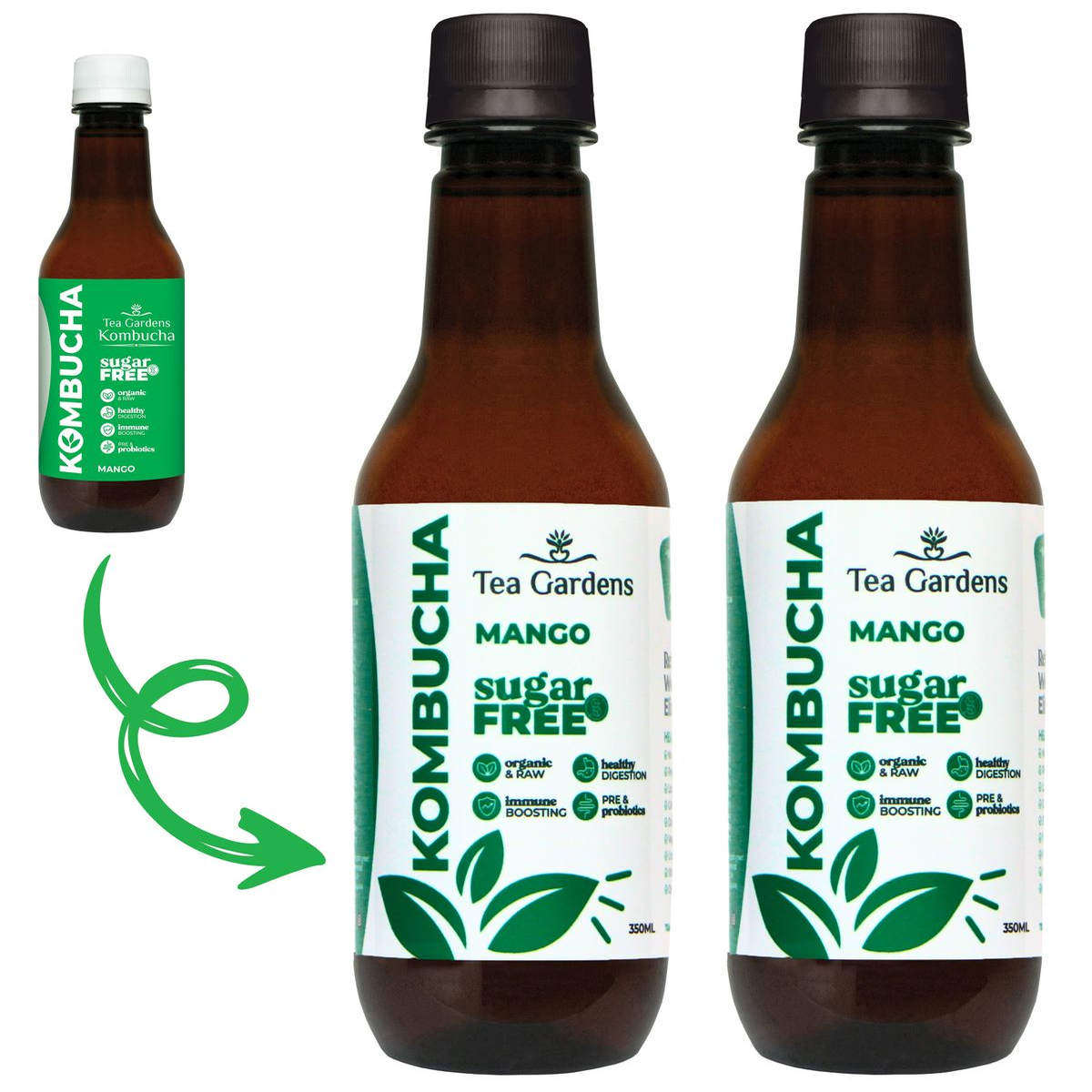 Tea Gardens有机康普茶芒果味350毫升2支装无糖植物饮料果味饮料