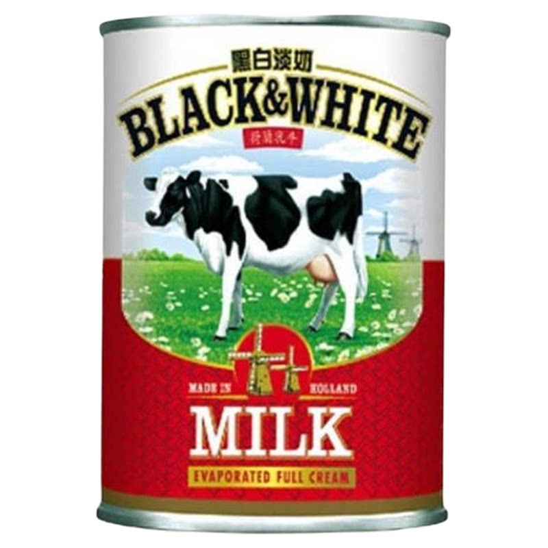 黑白blackwhite 荷兰进口全脂淡奶385ml纯正奶香冲泡奶茶咖啡浓香