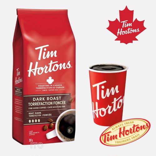 Tim Hortons 加拿大国民咖啡深焙研磨咖啡粉300g装醇厚浓郁不苦涩