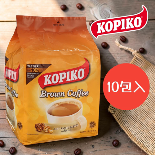 KOPIKO可比可 黄糖咖啡三合一即冲咖啡27.5克*10小包入办公室提神