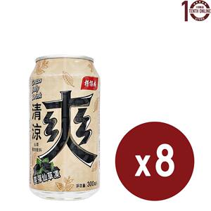 杨协成清凉爽爽弹仙草冻饮料罐装8瓶300亳升港式风味水果汁饮料