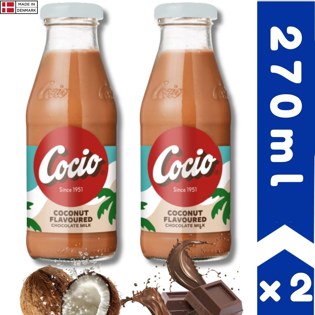Cocio丹麦椰香朱古力奶270mlx2件即饮早餐方便日常通勤可可浓香奶