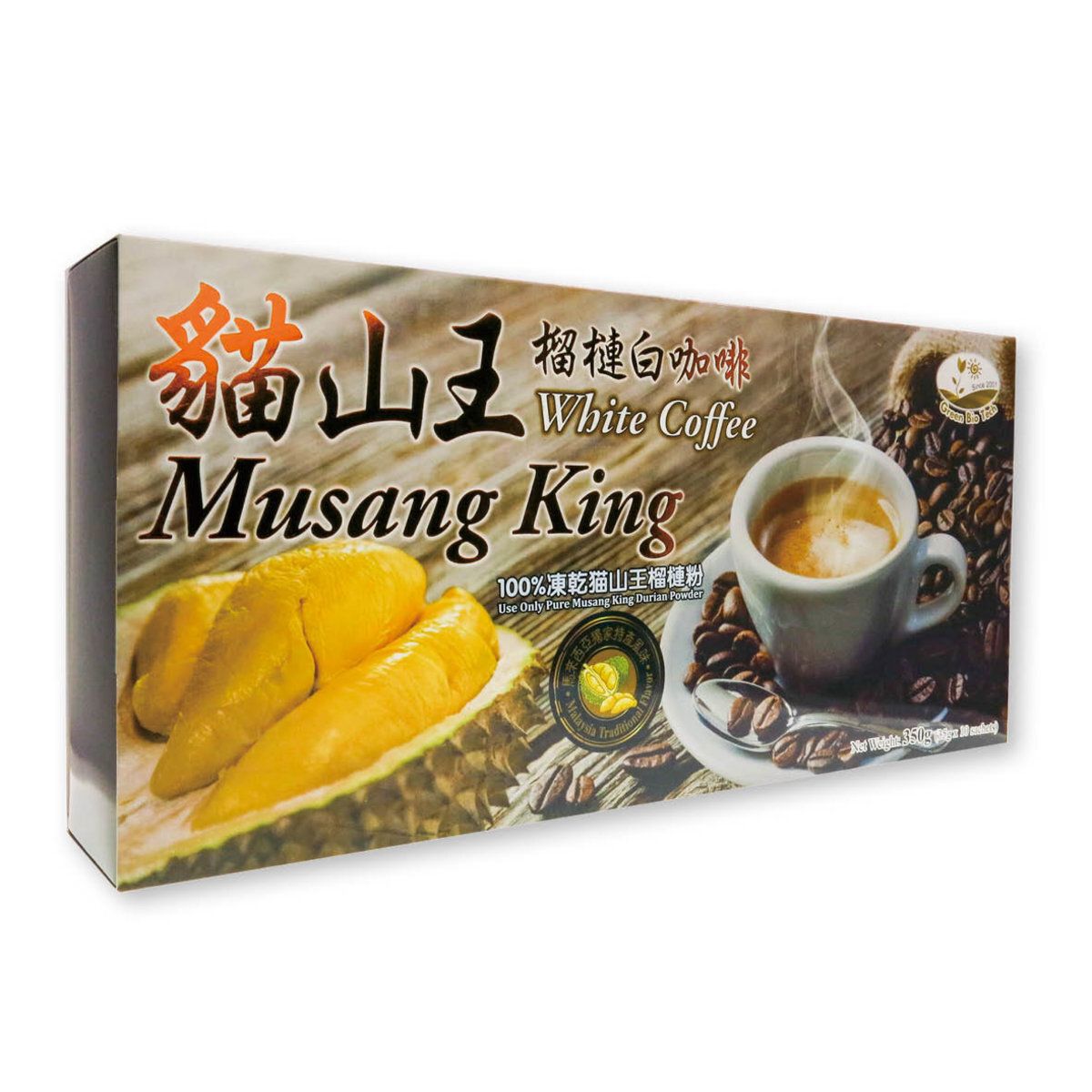 Green Bio Tech猫山王榴莲3合1白咖啡350g马来西亚树上熟真榴莲香