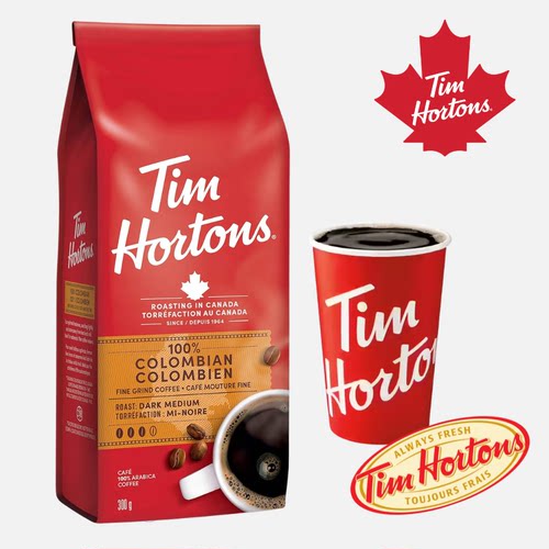 Tim Hortons 哥伦比亚研磨咖啡粉300g中深烘焙醇厚微酸果香浓香版