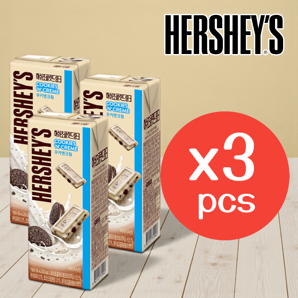 好时HERSHEY'S朱古力忌饮品曲奇忌廉味235MLx3包下午茶香港代购版