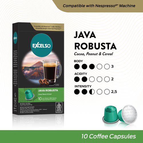 EXCELSO JAVA ROBUSTA咖啡胶囊5.5克x10个醇厚香浓办公室提神饮品