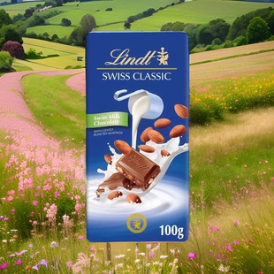 香港进口网红代购 新年礼盒节日送礼瑞士莲牛奶杏仁朱古力100克