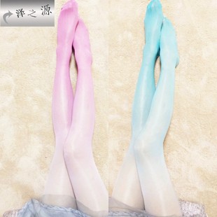 渐变连裤袜彩色粉色丝袜超薄透明日系包芯丝吊染春夏薄款打底裤袜