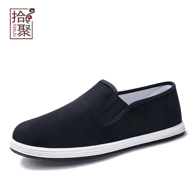 拾聚老北京布鞋男鞋千层底传统布鞋男中老年爸爸鞋一脚蹬套脚懒人