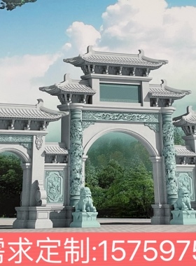 石雕牌坊效果图设计石雕图案cad画图石材雕刻设计施工图浮雕设计