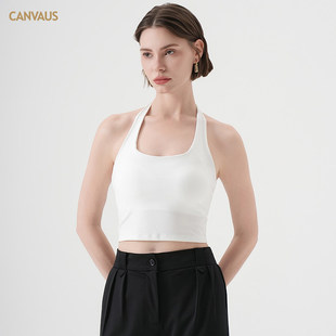 CANVAUS挂脖带胸垫短款吊带背心女夏一片式美背绑带露脐抹胸内衣
