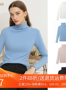 奥特莱斯品牌折扣 CANVAUS秋冬新款专柜正品纯色德绒高领打底衫女