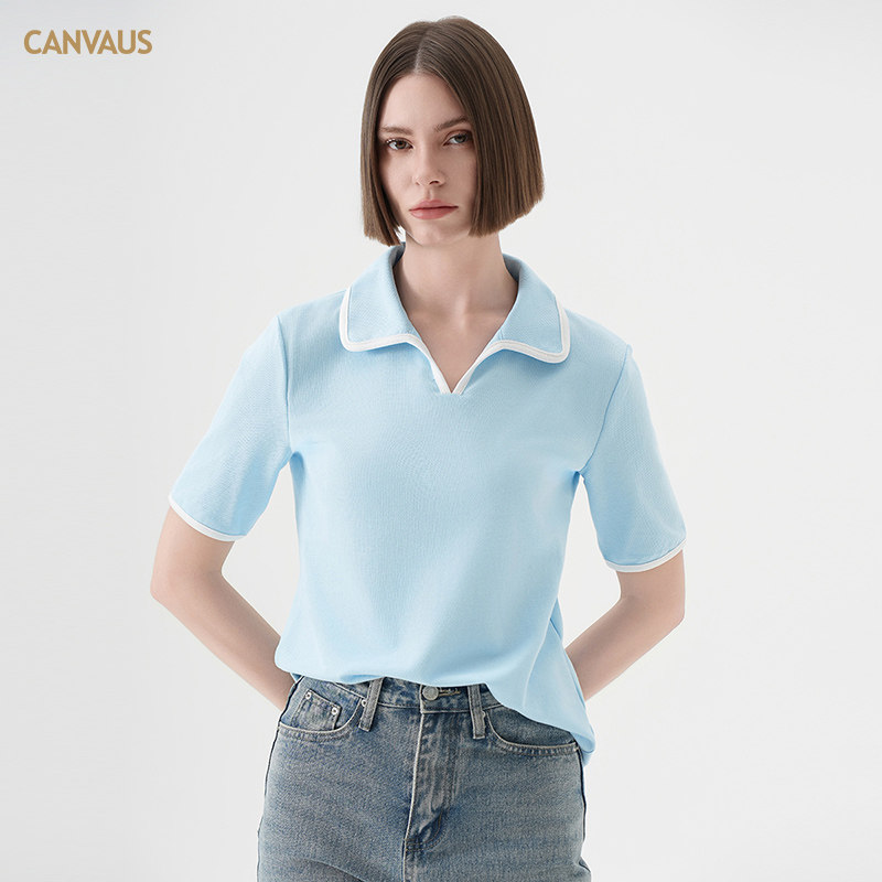 翻领韩版气质短袖T恤女