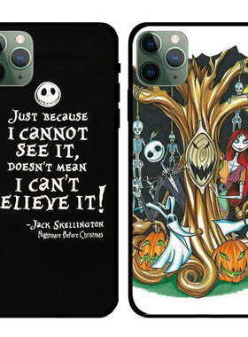 圣诞夜惊魂The Nightmare Before Christmas适用苹果14promax手机壳iPhone15plus万圣节情侣黑色软壳安卓