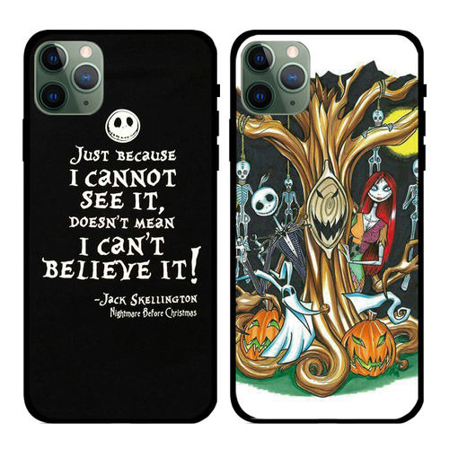 圣诞夜惊魂The Nightmare Before Christmas适用苹果14promax手机壳iPhone15plus万圣节情侣黑色软壳安卓