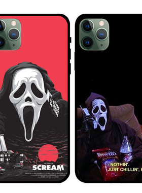 惊声尖叫scream鬼脸骷髅欧美恐怖电影周边适用苹果17promax手机壳iPhoneXR黑色软壳搞怪小众个性
