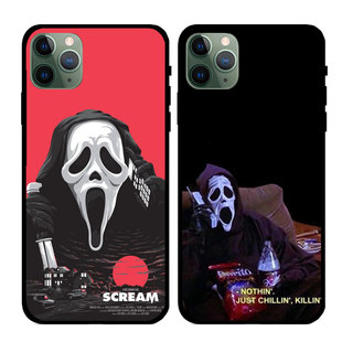 惊声尖叫scream鬼脸骷髅欧美恐怖电影周边适用苹果17promax手机壳iPhoneXR黑色软壳搞怪小众个性
