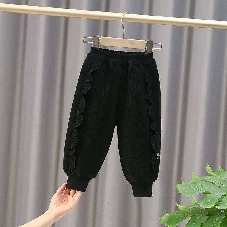 女童加绒加厚羊羔绒裤冬