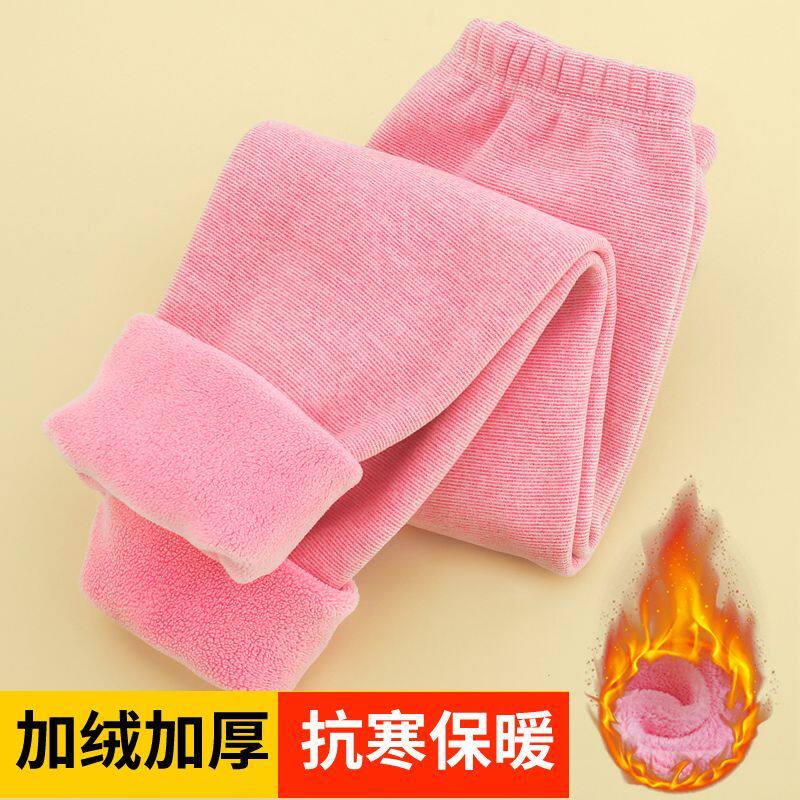 儿童加绒加厚保暖裤秋冬