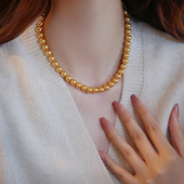 轻奢小众毛衣链颈链送妈妈礼物 2026新款 正品 施家金色珍珠项链女款