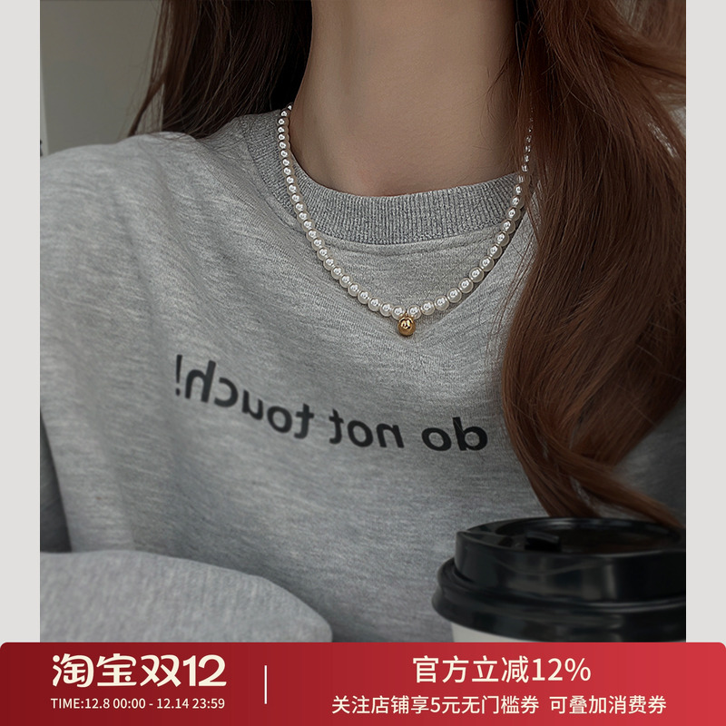 饰悟小金珠珍珠毛衣链女高级感