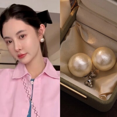 999纯银防过敏轻盈珍珠耳钉大珍珠耳环耳饰高级感显脸小修饰脸型