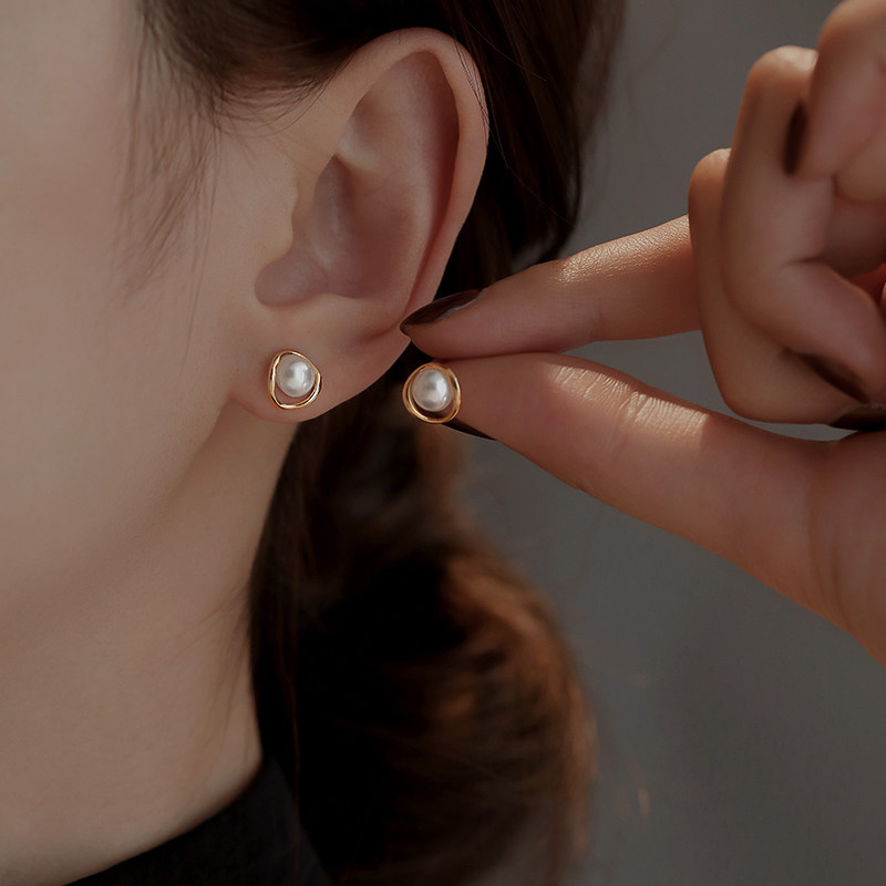 饰悟不规则珍珠耳钉纯银2025新款