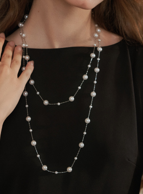 满天星珍珠项链长款毛衣链高级感轻奢叠戴锁骨链项链女款2026新款