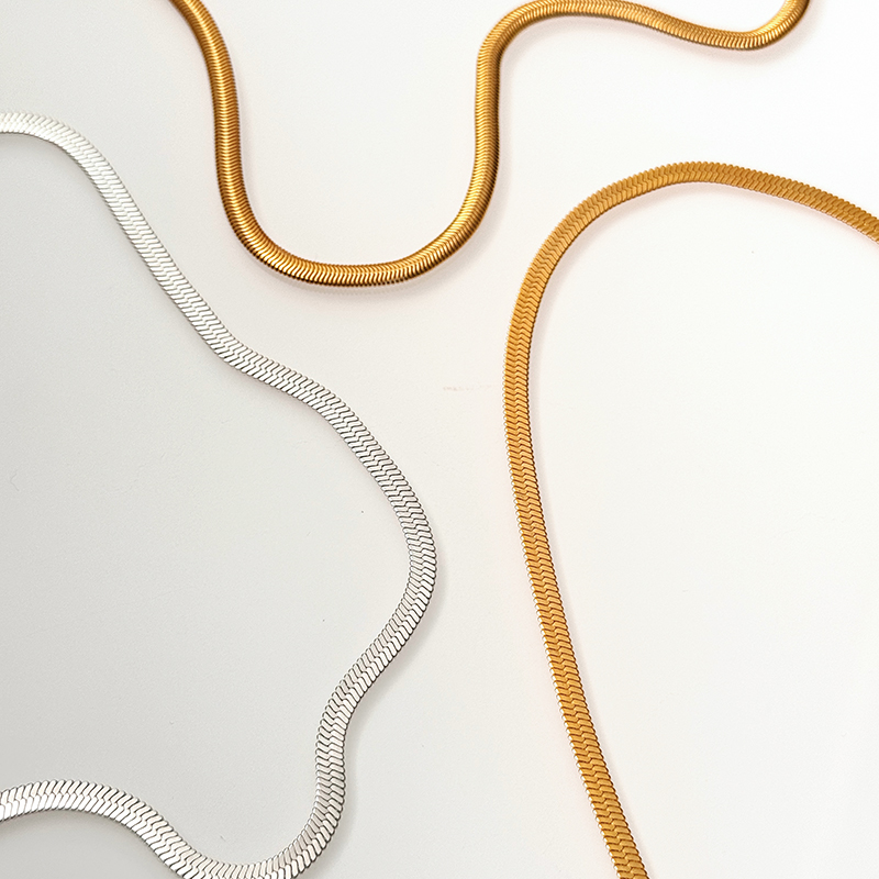 饰悟小众轻奢18K金蛇骨链项链