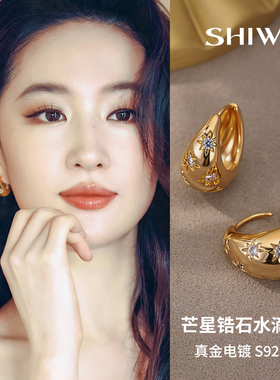 芒星锆石水滴耳环爆款金色耳圈2026新款轻奢耳扣明星同款春夏耳饰