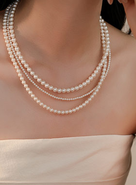 多层施家珍珠项链女配饰