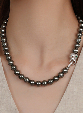 饰悟银饰大溪地黑珍珠项链女