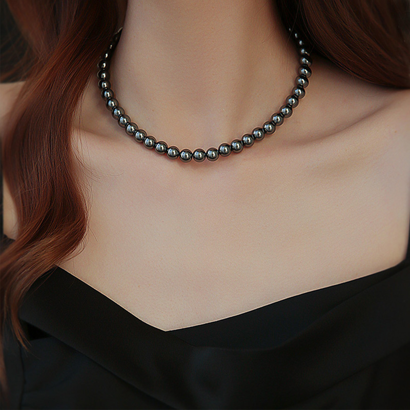 饰悟银饰大溪地黑色珍珠项链女