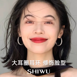 999纯银耳针大圆圈素圈耳环女高级感耳钉耳饰2026新款爆款耳圈