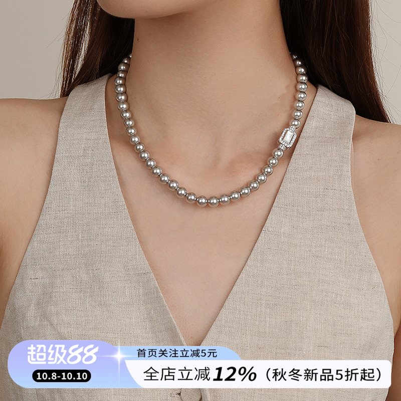 饰悟银饰高级轻奢珍珠项链女