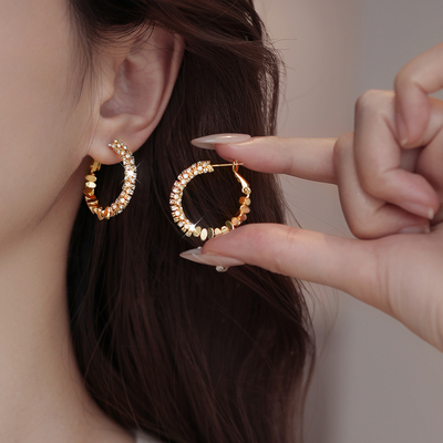 饰悟银饰日韩碎银子大圈耳饰女