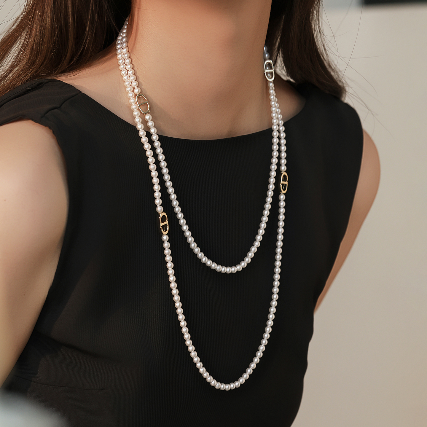 长款珍珠项链叠戴秋冬配饰女