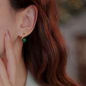 绿玛瑙耳扣气质耳钉冬季 耳饰小众耳环高级感精致耳饰新中式 耳饰女