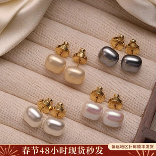 999纯银小方糖珍珠耳钉耳环2026新款爆款高级感气质养耳洞耳饰女