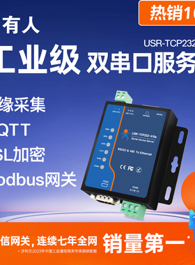 RS232+485双串口服务器有人物联网USR-TCP232-410s工业级modbus rtu转tcp以太网网络网口通讯模块网关