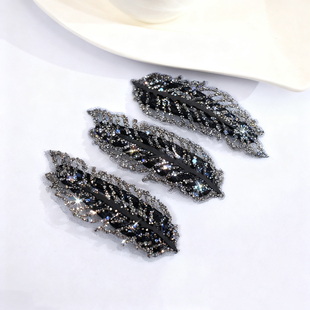 韩版水钻树叶发夹女侧边刘海碎发bb夹子气质网红优雅头饰发饰女